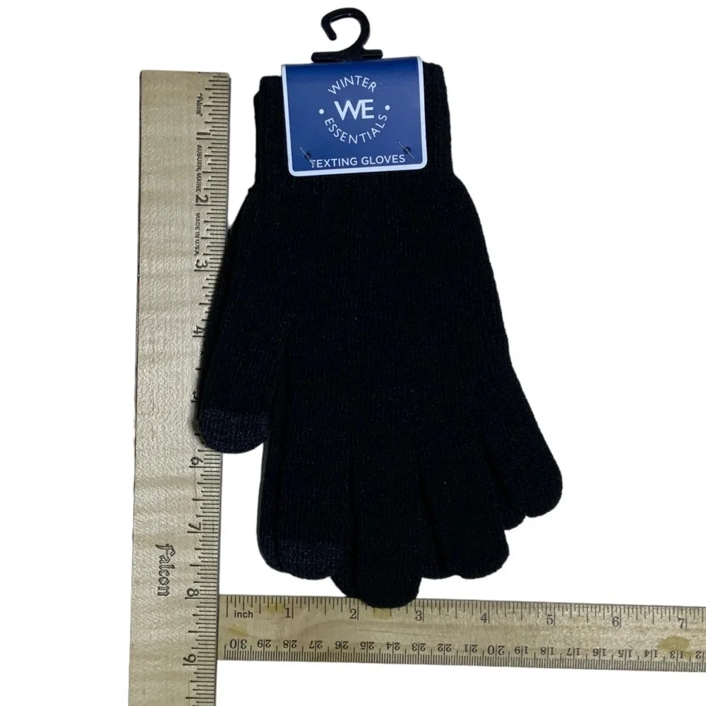 We Texting Touchscreen Gloves 2 Pair Warm Winter Stretchy Knit Black OS Unisex